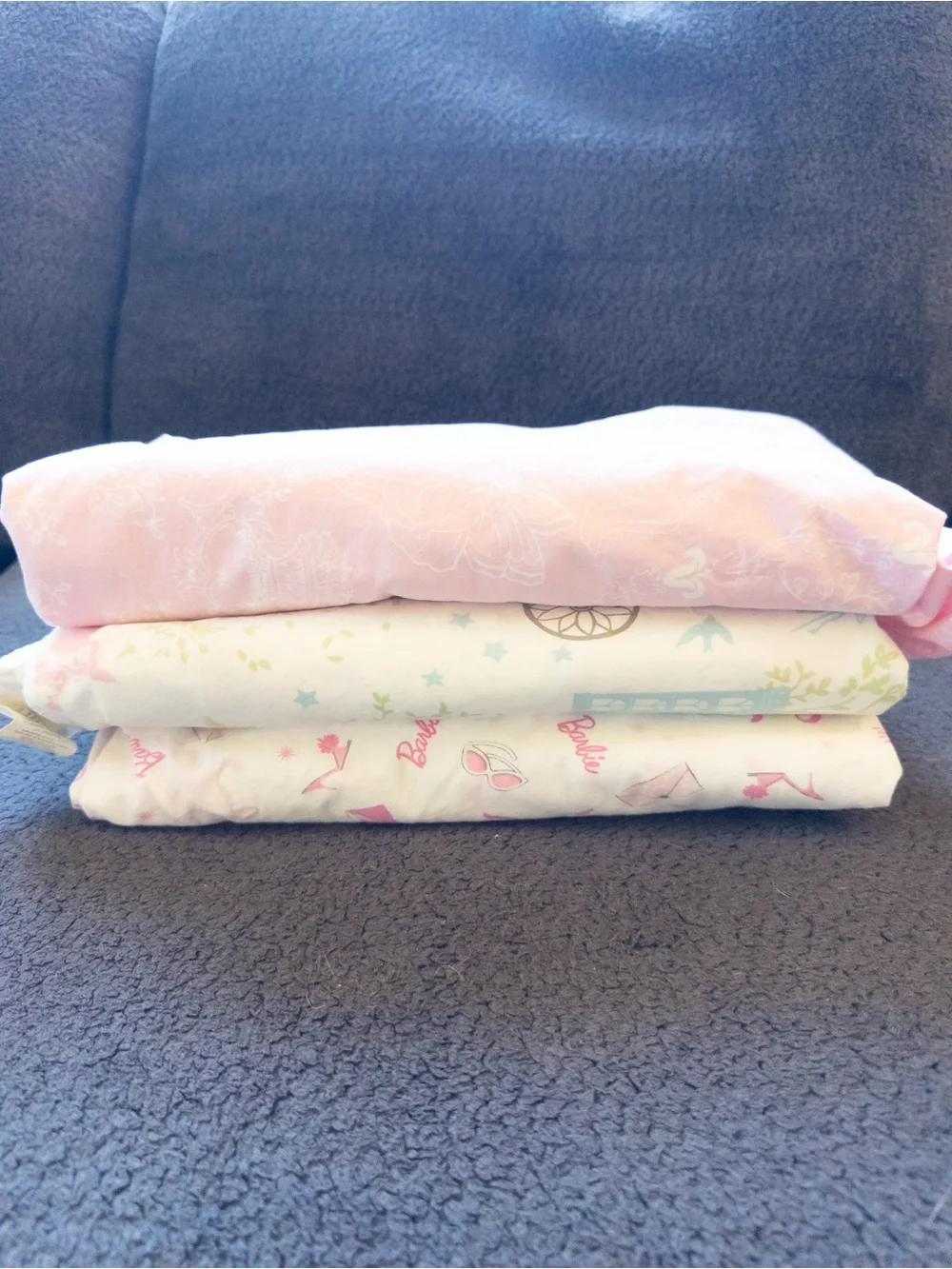Pottery Barn Kids Set of 3 Organic Cotton Twin Flat Sheets Barbie Fairy Princess